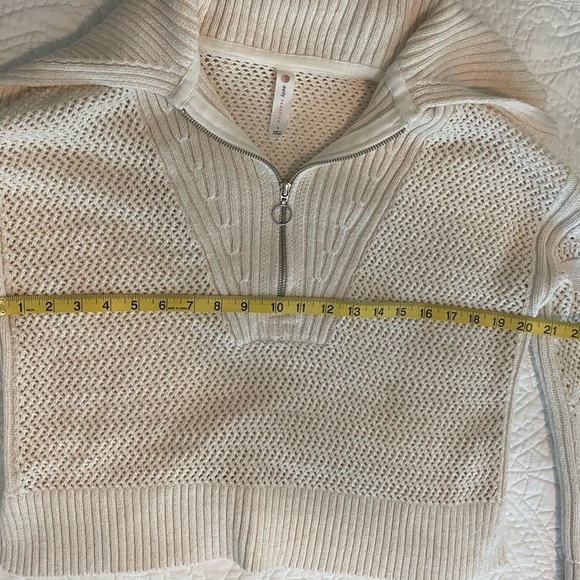 Anthropologie Daily Practice Half Zip Oversized Pullover Cotton Sweater Cream S - Picture 6 of 10